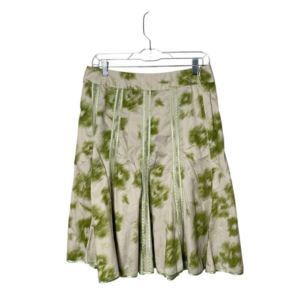 Vintage Y2K Old Navy Green Abstract A-Line Flare Low Rise Skirt Women's Size 4
